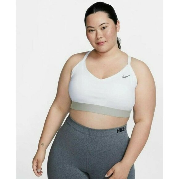 SIZE 2X WOMEN'S Nike INDY BRA TOP  SPORT RUNNING WHITE / GREY BQ0974-101 - Picture 1 of 6